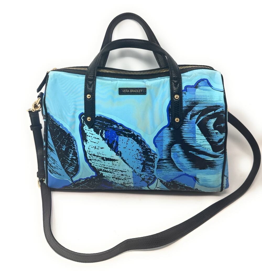 Vera Bradley Marlo Satchel Bag in "Blue Havana Rose" Pattern